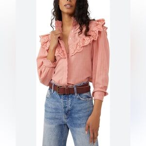 Free People "Hit the Road" button-down top Sz M